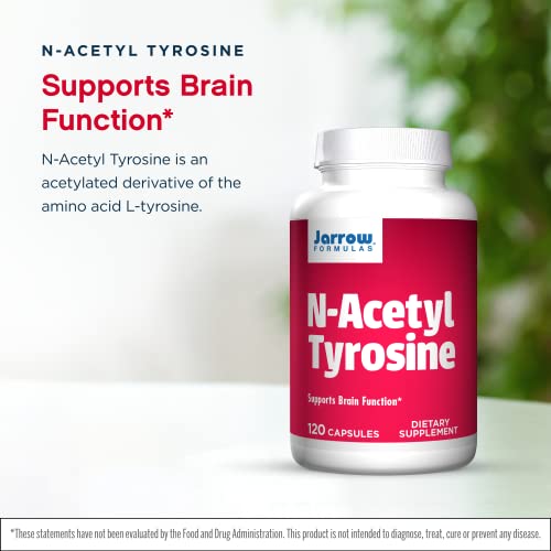 Jarrow Formulas N-Acetyl Tyrosine 350 Mg - 120 Capsules, Pack Of 2 - Supports Brain Function - Contains Vitamin B6 For Amino Acid Metabolism - 240 Total Servings #TOP21