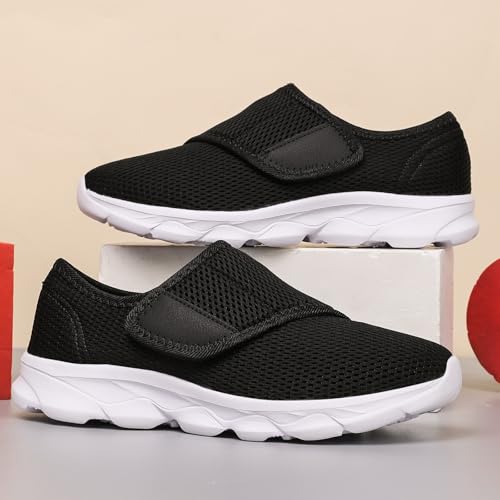 Mocasines negros fáciles de poner con correa ajustable para caminar 3