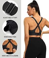 Heathyoga Sports Bra High Impact，Padded High Support Sports Bras for Women Large Bust, Strappy Workout Bras Activewear Bra Black — image 5