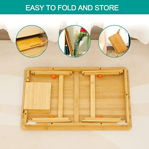 Lap Desk Kids, Coiwai Lap Desk For Bed, Bamboo Adjustable Height Laptop Table With Tablet Phone Slot Drawer, Foldable Portable Stand For Study Reading Camp Breakfast Work Study Drawing #TOP6