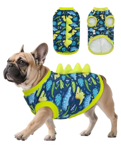 Image of CuteBone Dinosaur Costume Dog Shirt, Stretchy Velvet T-Shirt Clothes for Small Dogs, Soft & Breathable Pet Tee Outfit Cat Apparel for Daily Wear, Cozy Pullover Design Puppy Fashion COSBX06XS