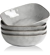 Famiware Ocean Round Large Pasta Bowls Set of 4, Gray