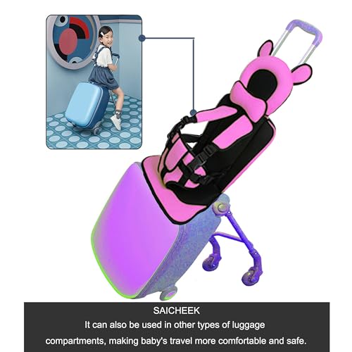 Toddler Travel Luggage Seat with Anti-Slip Rope, Pink Color, Ride on Luggage for Kids, Ride Luggage Vest for Babies (Luggage not included)3