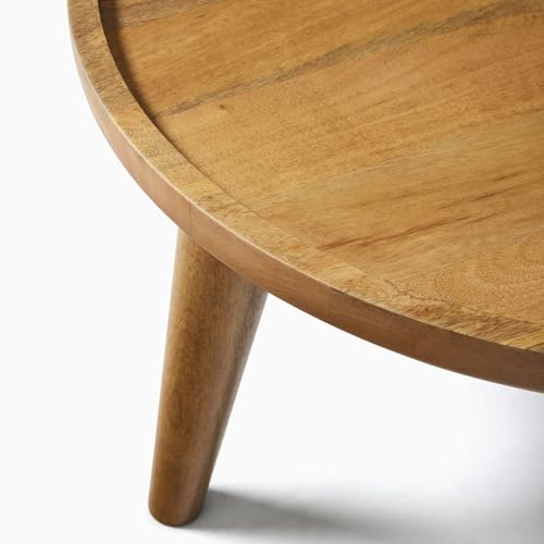 Image of Solid Wooden Coffee Table | Center Table for Living Room, Bedroom, Hotel & Home, Natural Finish, (71.12d x 139.37h x 71.12w CM)