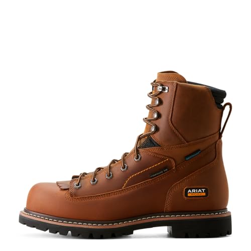 ARIAT ARIAT Men's Longview Shock Shield 8" Waterproof Composite Toe Work Boot, Copper Brown, 10
