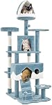 Yaheetech Cat Tree, 72.5inch Ocean-Themed Cat Tower, Multi-Level Large Cat Tree for Indoor Cats with Shark's Mouth Bed & 2 Big Condos & 2 Wide Perches & Funny Toys, Blue & White