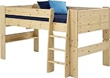 hochbett kiefer Liegefläche 90 x 200 cm, Stellfläche 114 x 208 cm; stabile, pflegeleichte MDF Konstruktion