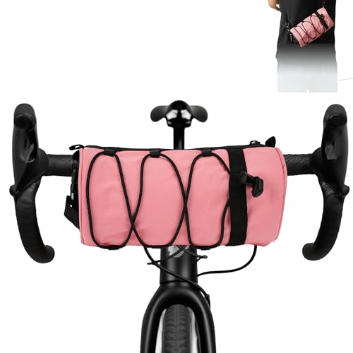 RidingRush Bike Handlebar Bag for Bicycle, Nylon Cycling Front Bag with Side Pockets and Elastic Cord, Compact Storage Pouch for Commuting, Travel and Daily Riding product image from Amazon