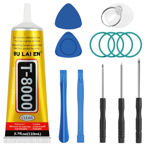 OSDUE Pegamento Pantalla Movil 110ml, T8000 Pegamento Transparente Multiusos para Reparar Pantallas Táctiles Monitores Piezas de Carcasa con Herramientas de Reparación de Teléfonos Móviles