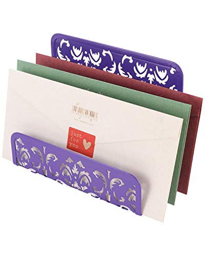 EasyPAG Cute Office Supplies 3 Piece Desk Organizer and Accessories Set - Letter Sorter, Pen Holder,Sticky Notes Holder,Purple