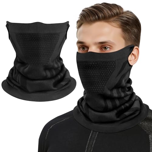 Kiiwah Cache Cou Homme Femme, Elastique Tour de Cou Coupe-Vent et Respirant Cache Cou Masque Snood Masque Facial Hiver Avec Ouverture d'Oreille pour Moto, Cyclisme, Ski, Randonnée, Course à Pied