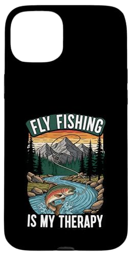 Fly Fishing Is My Therapy Trout Fisherman Angler Nature �X�}�z�P�[�X iPhone 15 Plus �p