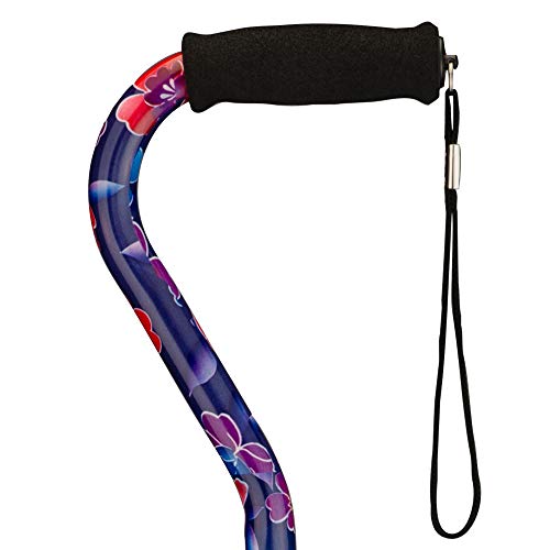 Nova Sugarcane, Walking Cane With Quad Tip And Carrying Strap, Stand Alone Cane, Maui Flowers Design #TOP3