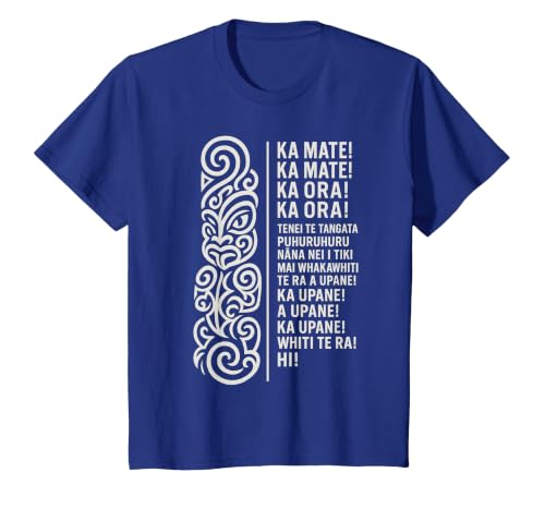 New Zealand Maori Haka Ka Mate Song Rugby T-Shirt, Youth, Royal Blue, 3T