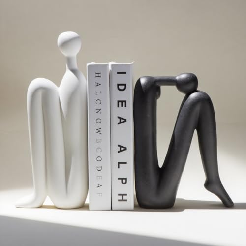 Book Ends Decorative for Shelves- Modern Bookends for Bookshelf Decor, Heavy Duty Book Holder and Book Stopper, Stylish Shelf Decorations and Bookends for Shelves