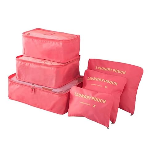 Laebevon 6 Set Packing Cubes,Multi-Functional Clothing Sorting Packages,Travel Carry On Luggage Organizers Storage Bags,Travel Packing Pouches (Watermelon Red) #TOP14