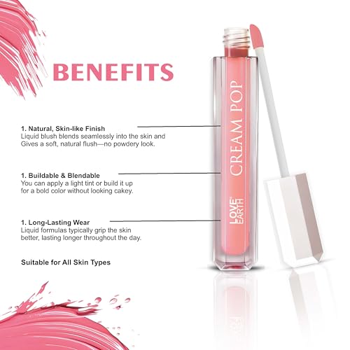 Image of Love Earth Cream Pop Blush - Pack of 5 | Hyaluronic Acid | Smooth, Lightweight, Long-Lasting | Dewy Finish, Easily Blendable| Everyday Natural Glow | Suitable for All Skin Types - (2ML X 5) 10ML