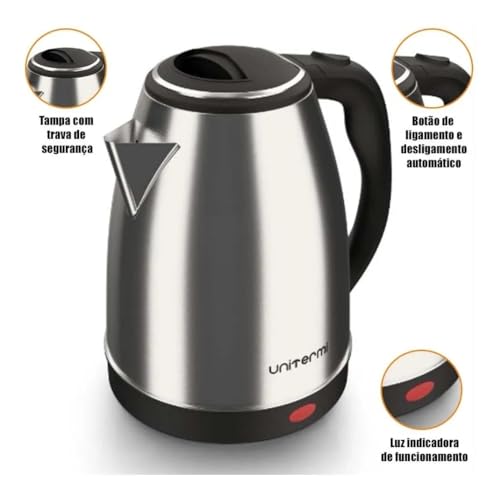 Chaleira Elétrica Inox 1.8 L Unitermi Voltagens Premium (220V / 1800W)