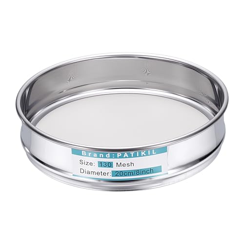 Tamis de laboratoire 130 mailles PATIKIL en acier inoxydable 304 pour sol et sable sec