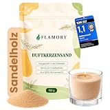 Kerzensand mit Duft 150g (Sandelholz) – Duftkerzensand – 3 Dochte inklusive – 100% Pflanzenwachs, rußarm, ohne Paraffin – bis 24 Std. Brenndauer – Candle Sand – Kerzensand mit Docht
