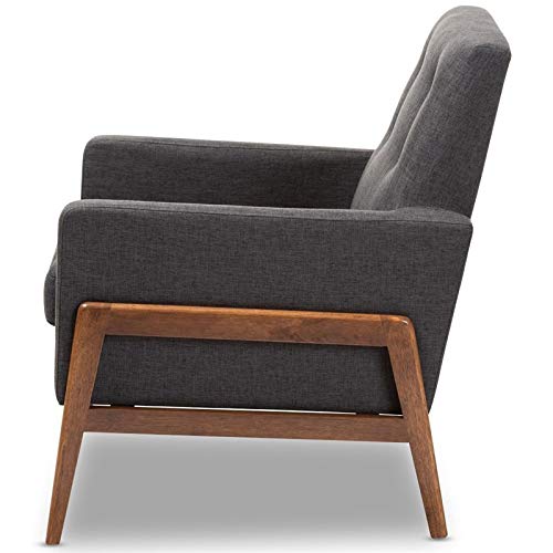 Baxton Studio Perris Upholstered Lounge Chair In Dark Grey And Walnut #TOP3