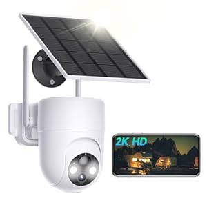 LIWAN Security Cameras Wireless Outdoor, 2K Solar Security Camera Outdoor,360° PTZ Camera Surveillance Exterieur, Battery Powered, Color Night Vision, PIR Detection, 2-Way Talk, 2.4GHz WiFi, 1 Pack