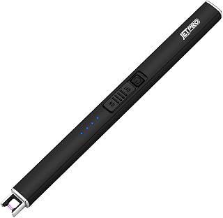 Electric Arc Windproof Lighter Flameless USB Rechargeable Lighter with Safety Lock for Candle BBQ Camping (Black)