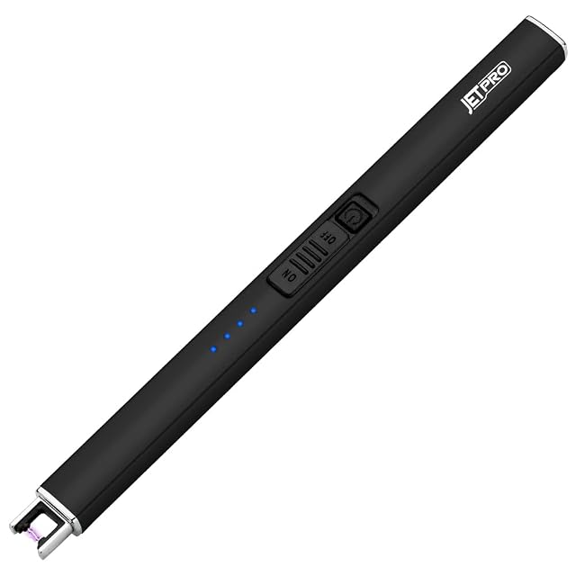 Electric Arc Windproof Lighter Flameless USB Rechargeable Lighter with Safety Lock for Candle BBQ Camping Black