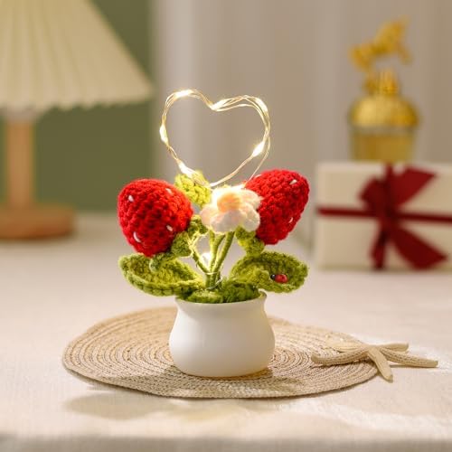 Bixufcai Gifts for Women, Knitted Flowers with LED Lights, Handmade