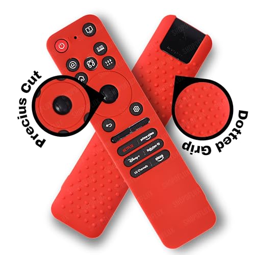 Image of Silicone Tv Remote Cover Compatible with LG Smart TV Remote LG MR25GA Full Wrap Protective Case with Lanyard [Remote NOT Included] (RED)