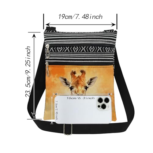 Giraffe Print Women Crossbody Bag Adjustable Shoulder Strap Messenger Bag Birthday Gift Festival Present​​ for Friend Travel Crossbody Purse2
