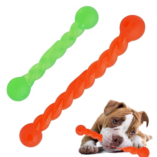 2 Pieces Hundespielzeug Für Zähne, Hundespielzeug Gummi, Gummi Spirale Kauknochen, Hundemolarenstab Welpen Intelligenzspielzeug Weich Beißwiderstand, Hundezahnbürste Haustier Mundpflege, 18cm+28cm