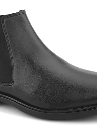 Image of STANPHORD Men's Chelsea Boot | Synthetic Leather | Slip-On | Cushioned Insole | Casual Wear | Black | Brown | 36052126