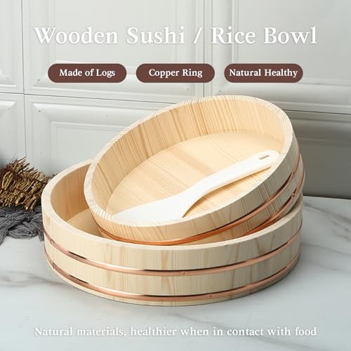 Baril de riz pour sushi en bois naturel cuve traditionnelle 39cm - 3
