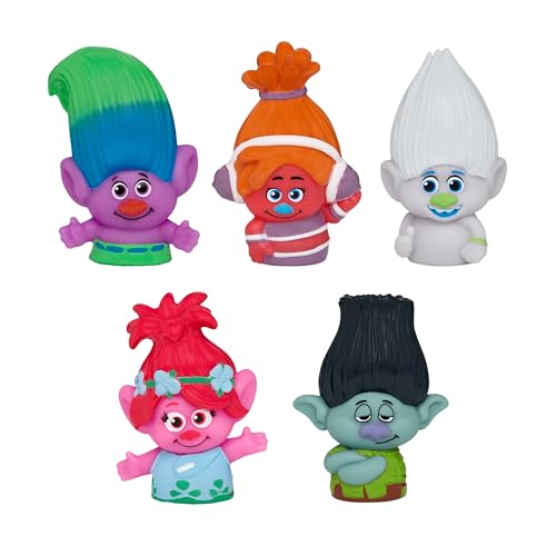 Image of NBC Universal Trolls Bath Finger Puppets, 10 Pc - Party Favors, Educational, Bath Toys, Story Time, Beach Toys, Playtime, Stocking Stuffer