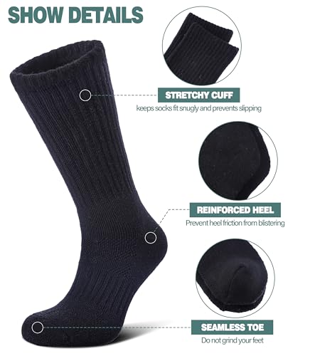 LANLEO Meias de lã Merino para caminhada para mulheres e homens, quentes, quentes, grossas, amortece