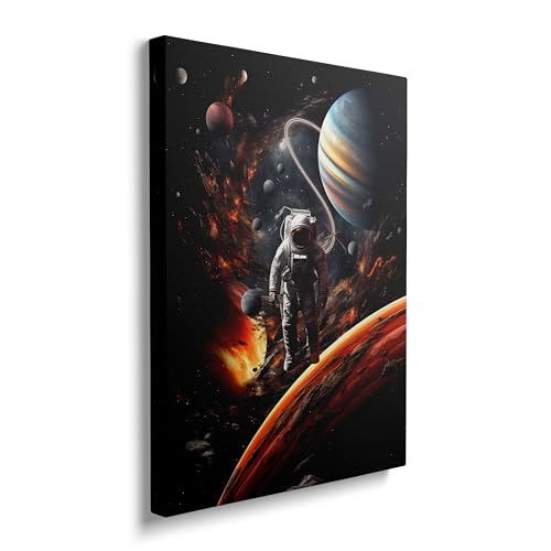 Framed Interstellar Space Astronaut Astronomy Flying Spaceman Canvas Wall Art