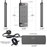 POWSAF Extension Lead with 4 USB Slots (3.4A, 1 Type C and 3 USB-A Ports),Power Strip Surge Protector with 8 way plug extension Socket and 2M Extension cord for Home Office Travel,Black - Image 6