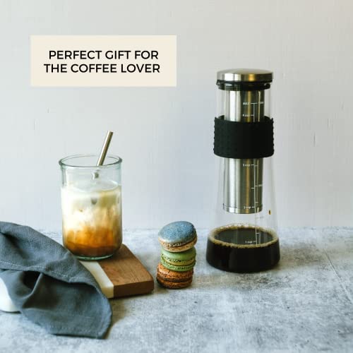 Cafe Crush Club Cold Brew Coffee Maker | Fire Toughened Borosilicate Glass | 304 Stainless Steel Infuser | 1000Ml / 34 Oz | Cold Brew Iced Coffee Pitcher #TOP3