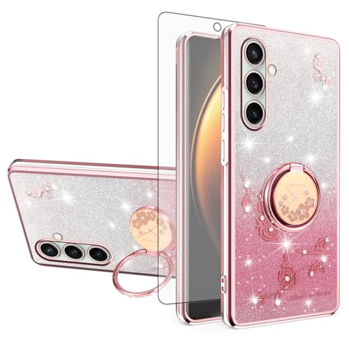 Coque Samsung S24 FE avec anneau support pour regarder vos séries en rose