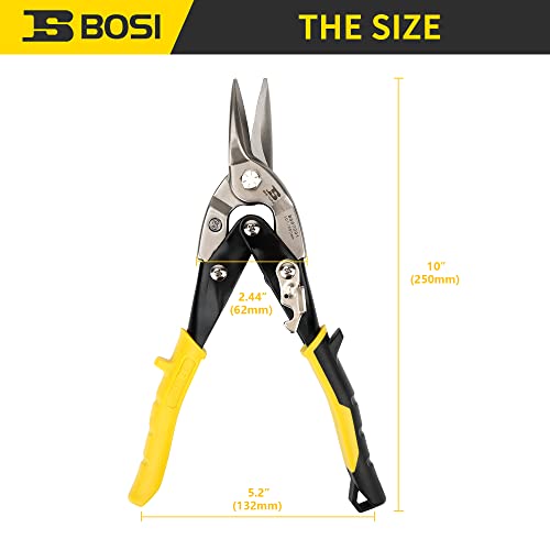 B BOSI TOOLS 10 Inch Aviation Tin Snips, Straight Cut Heavy Duty Shears for Sheet Metal, Cutter Snips Shears with Chrome Vanadium Steel Sharp Blades & Safety Latch (10 Inch Straight) by B BOSI TOOLS - Image 8
