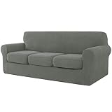 CHUN YI 4 Pieces Stretch Sofa Cover for 3 Seater Couch, Washable Soft Sofa Slipcover with 3 Separate