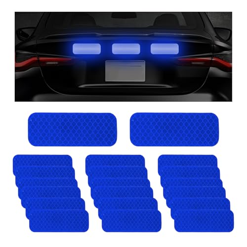 Yourkar 20 PCS Powerful Reflective Decal, PET Night Visibility Stickers, Waterproof Warning Stickers Fit for Most Vehicles, Car Accessories (Blue)