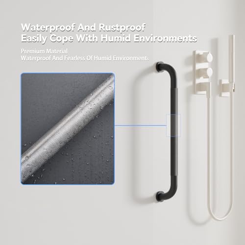 32 Inch Shower Grab Bar, Matte Black Bathroom Grab Bar Handle with Anti-Slip Knurled Grip, Stainless Steel Bath Balance Bar, 1.25" Diameter Bath Safety Bar Support for Seniors Elderly Pregnant by Bmoytu - Used condition - Image 8