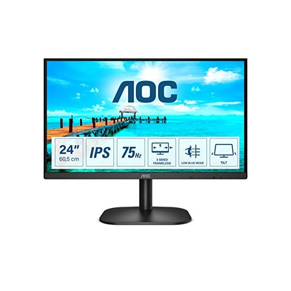 AOC Monitor 24B2XDA- 24" Full HD, 75Hz, IPS, Adaptive Sync, 1920x1080, 250 cd/m, D-SUB, DVI, HDMI