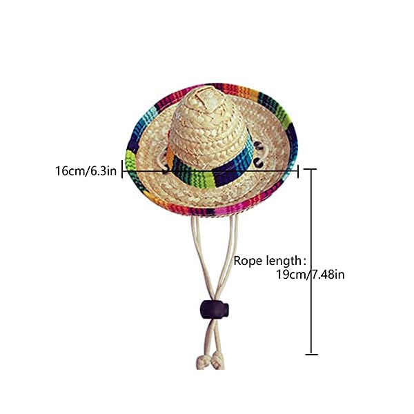 Awocan pet straw hat funny mexican sombrero cap party decorations for birthday for small pets/puppy/cat - image 6