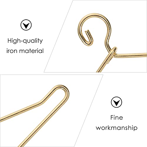Exceart 50Pcs Mini Clothes Hangers Metal Doll Clothes Dress Outfit Holders Wire Rack Stand For Miniature Dollhouse Gown Closets Toys Bedroom Accessories Golden 40Mm #TOP5