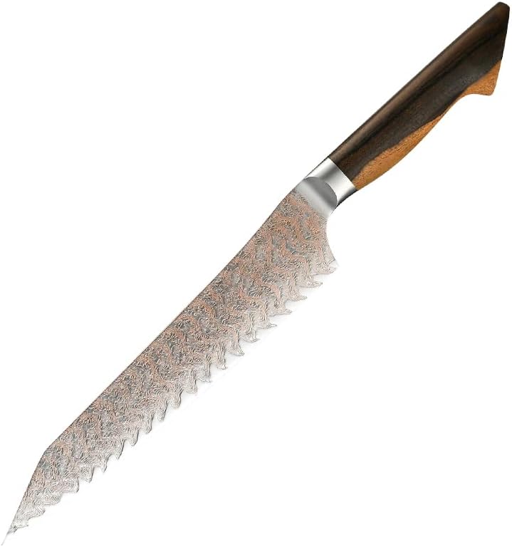 KitchenBliss VG-10 Steel Core 73 Layers Copper Damascus Steel Chef Knife Kitchen Wood Handle Kiritsuke Japanese Knife
