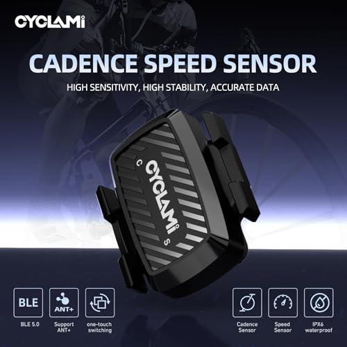 CYCLAMI Bike Speed/Cadence Sensor ANT+ & Bluetooth RPM Cycling Sensor, Wireless Bicycle Cadence Sensor for All Cycling Computer, Compatible with Zwift, Rouvy, IPX6 Waterproof with 270H Battery Life - Thumbnail 2