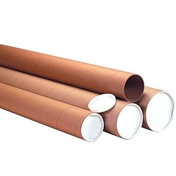 Tape Logic TLP4036KHD Heavy-Duty Mailing Tubes with Caps, 4" x 36", Kraft Pack of 12